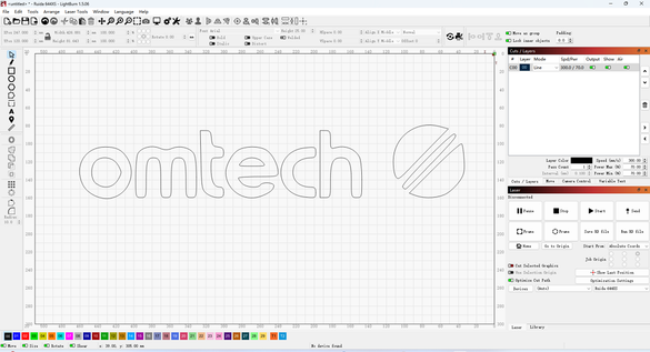 LightBurn interface