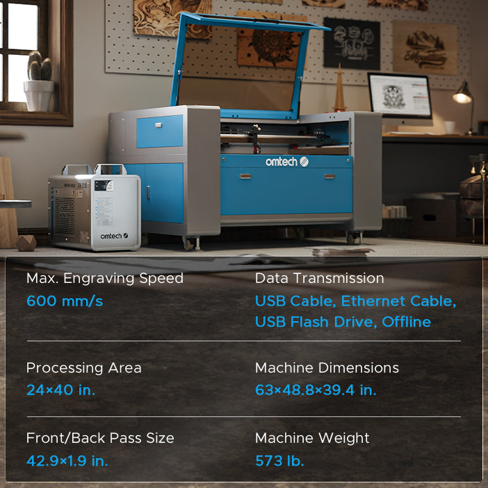 AF2440-100 - 100W CO2 Laser Engraver Cutting Machine with 24" x 40" Working Area and Auto Focus