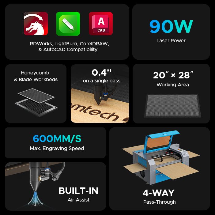 MF2028-80 - 90W CO2 Laser Engraver Cutting Machine with 20" x 28" Working Area