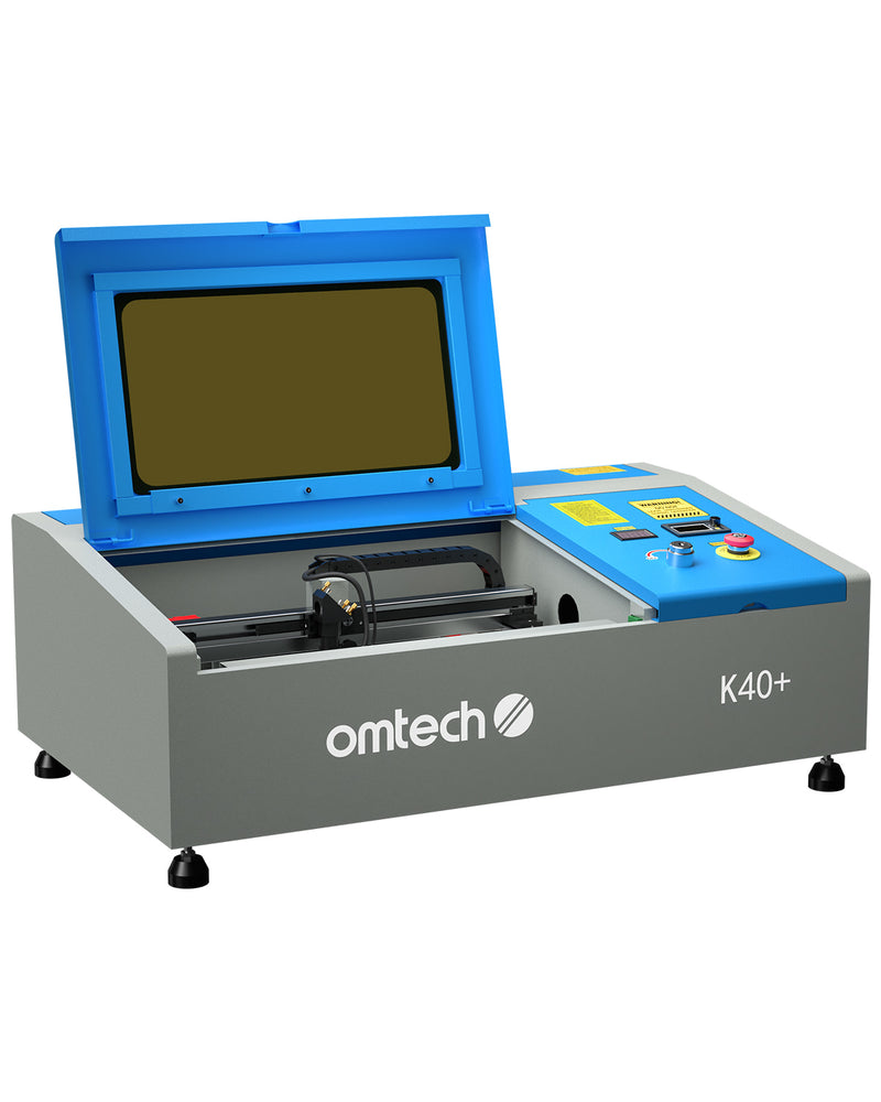 DF0812-40BN - K40+ - 40W CO2 Desktop Laser Engraver Machine with 8” x 12” Working Area, Compatible with LightBurn, LCD Display, and Red Dot Pointer (Blue)
